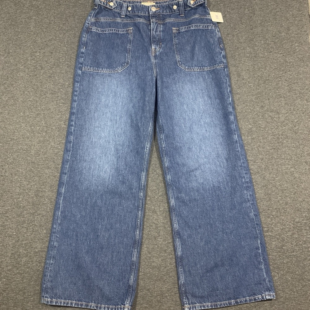 NWT Free People Palmer Wide Leg Cuffed Jean Baggy High Rise Button Fly Sz 31x30